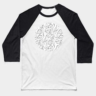 Noncolored curly continuous line seashells design Baseball T-Shirt